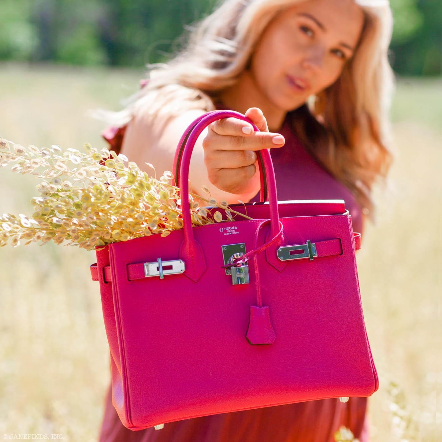 Hermès HSS Birkin 30 Rose Shocking Chevre Leather & Etoupe Palladium Hardware - 2014, R Square