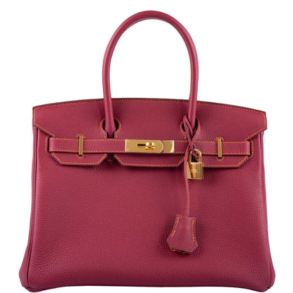 Hermès HSS Birkin 30 Rubis Togo & Orange H with Gold Hardware - 2015, T