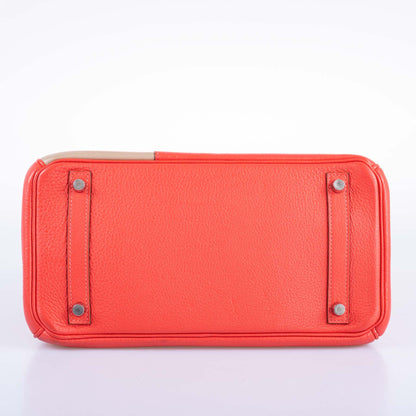 Hermès HSS Birkin 30 Tri-Color Rose Jaipur, Etoupe, Argile Clemence and Swift Brushed Palladium Hardware