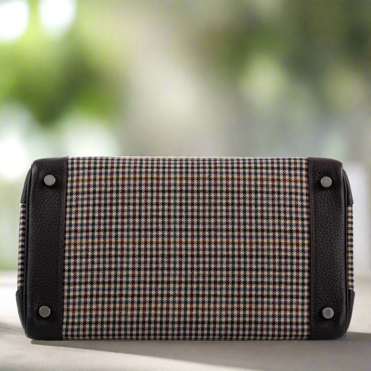 Hermès Lainage Birkin 30 Houndstooth Plaid Wool and Ebene Togo Palladium Hardware