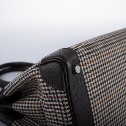 Hermès Lainage Birkin 30 Houndstooth Plaid Wool and Ebene Togo Palladium Hardware