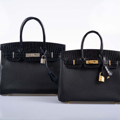 Hermès Touch Birkin 30 Shiny Bleu Marine Nilo Crocodile and Black Novillo Palladium Hardware