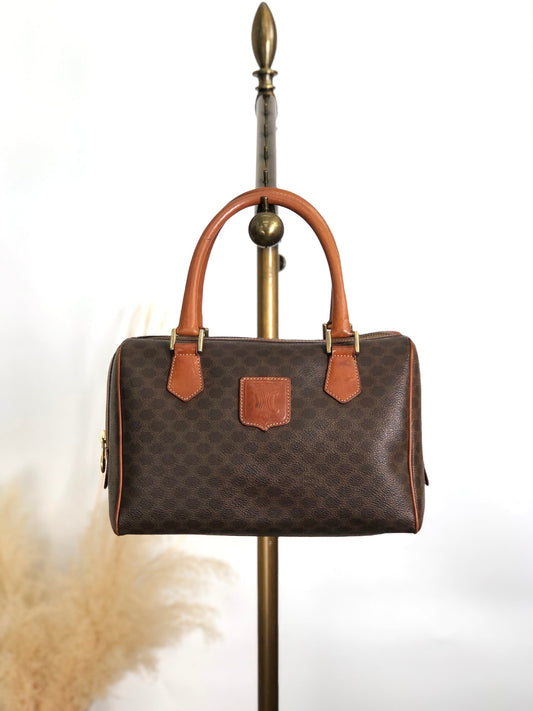 CELINE  Small Boston bag Handbag Brown Vintage akh2uk