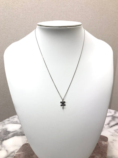 CELINE Triomphe Stone Necklace Silver Vintage i2rhej
