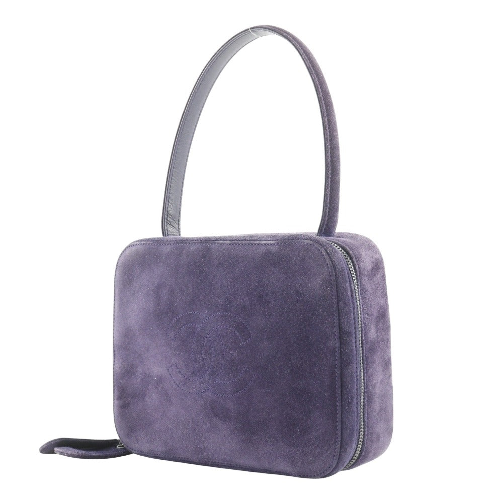 Chanel Suede One Handle Handbag Purple