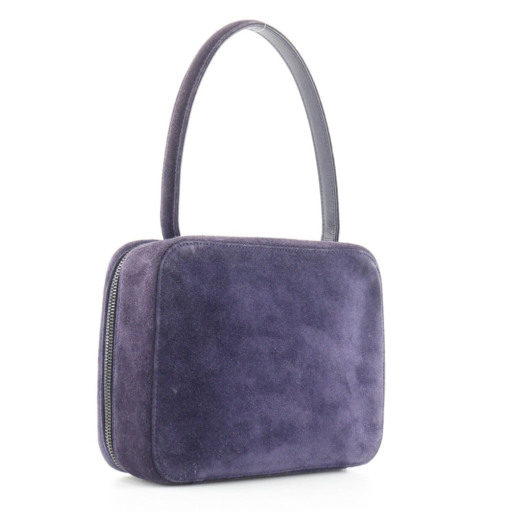 Chanel Suede One Handle Handbag Purple