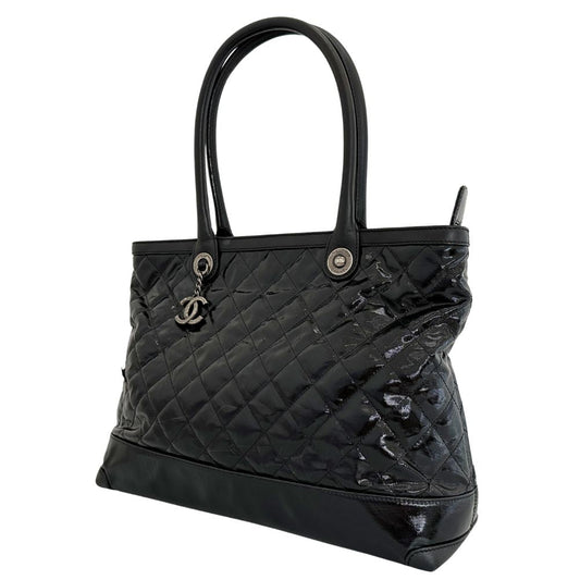CHANEL Tote Bag Patent leather black Cambon Matrasse Women Used