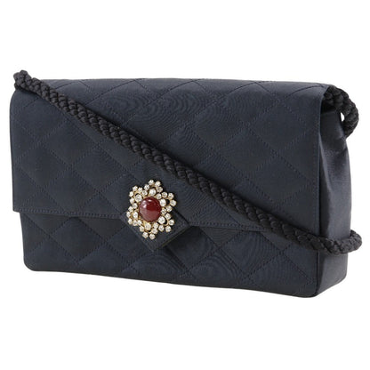 CHANEL Shoulder Bag Satin black Women Used