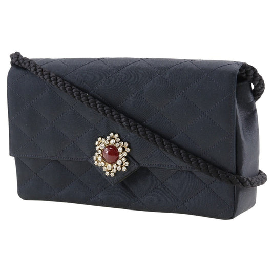 CHANEL Shoulder Bag Satin black Women Used