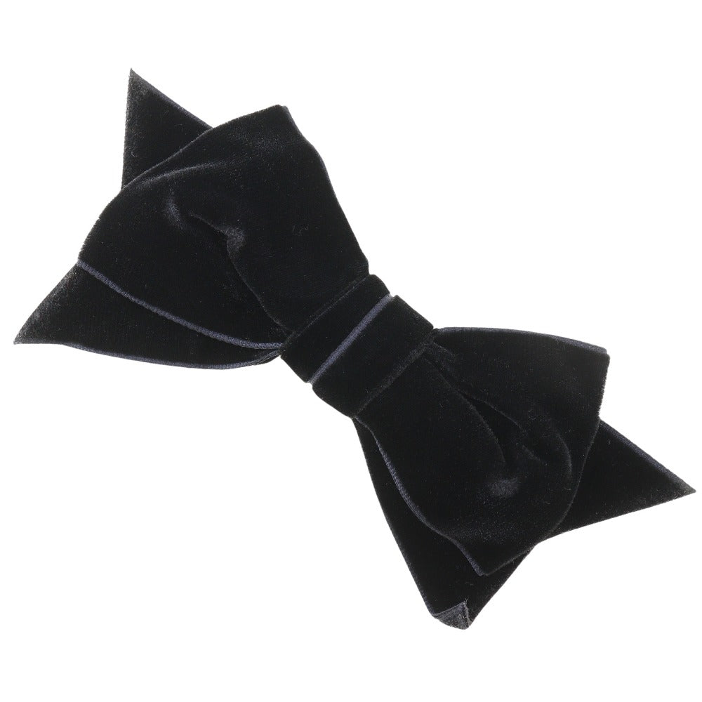 CHANEL Brooch Velor black ribbon Women Used