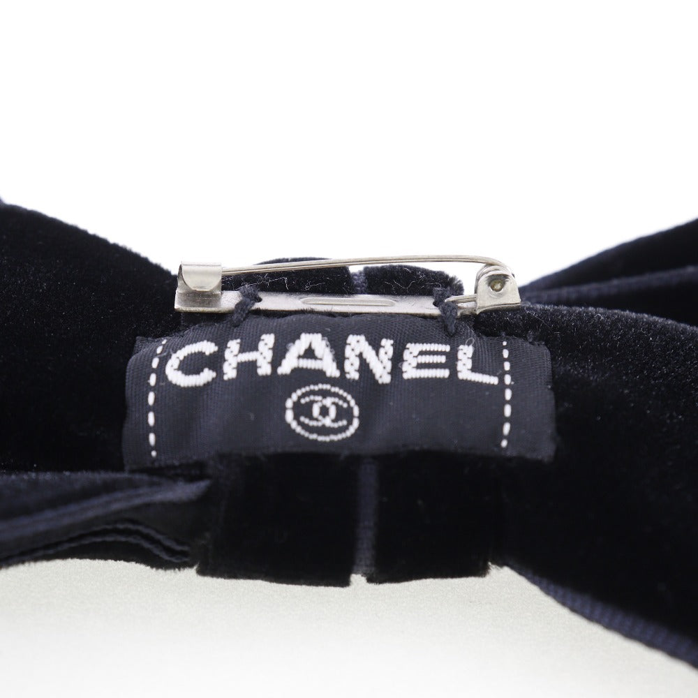 CHANEL Brooch Velor black ribbon Women Used