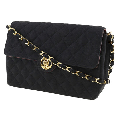 CHANEL Shoulder Bag cotton black ChainShoulder Women Used