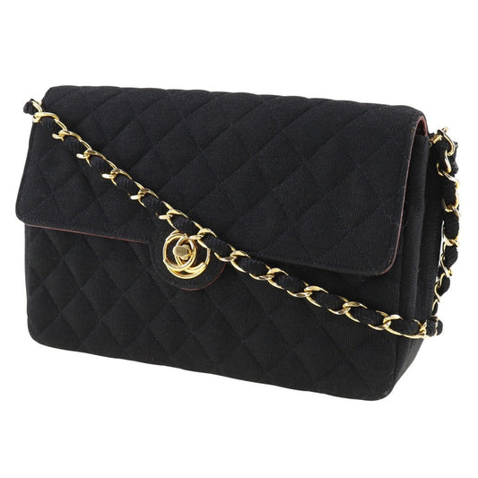CHANEL Shoulder Bag cotton black ChainShoulder Women Used