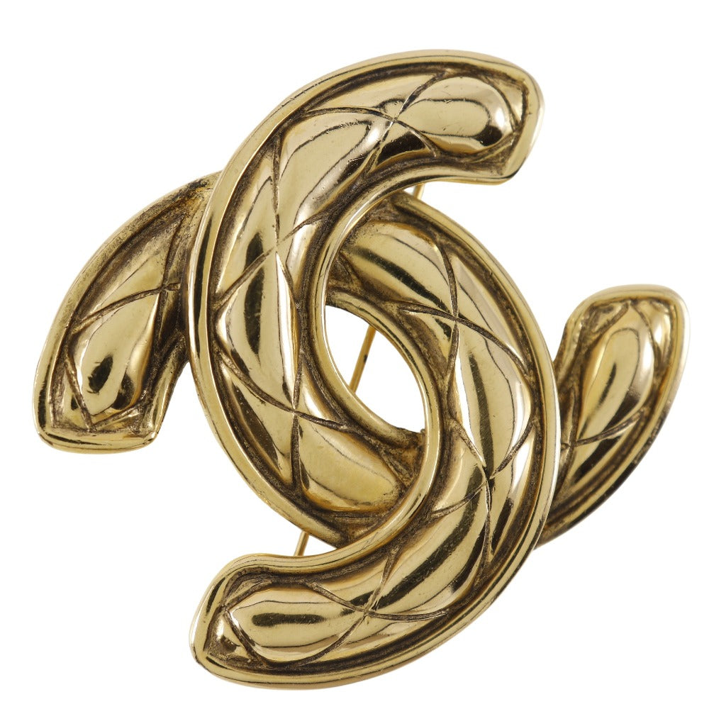 CHANEL Brooch Plated Gold gold Matrasse COCO Mark Women Used