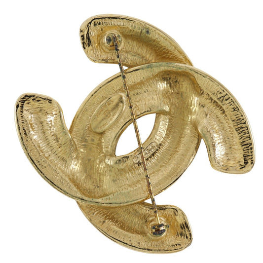 CHANEL Brooch Plated Gold gold Matrasse COCO Mark Women Used