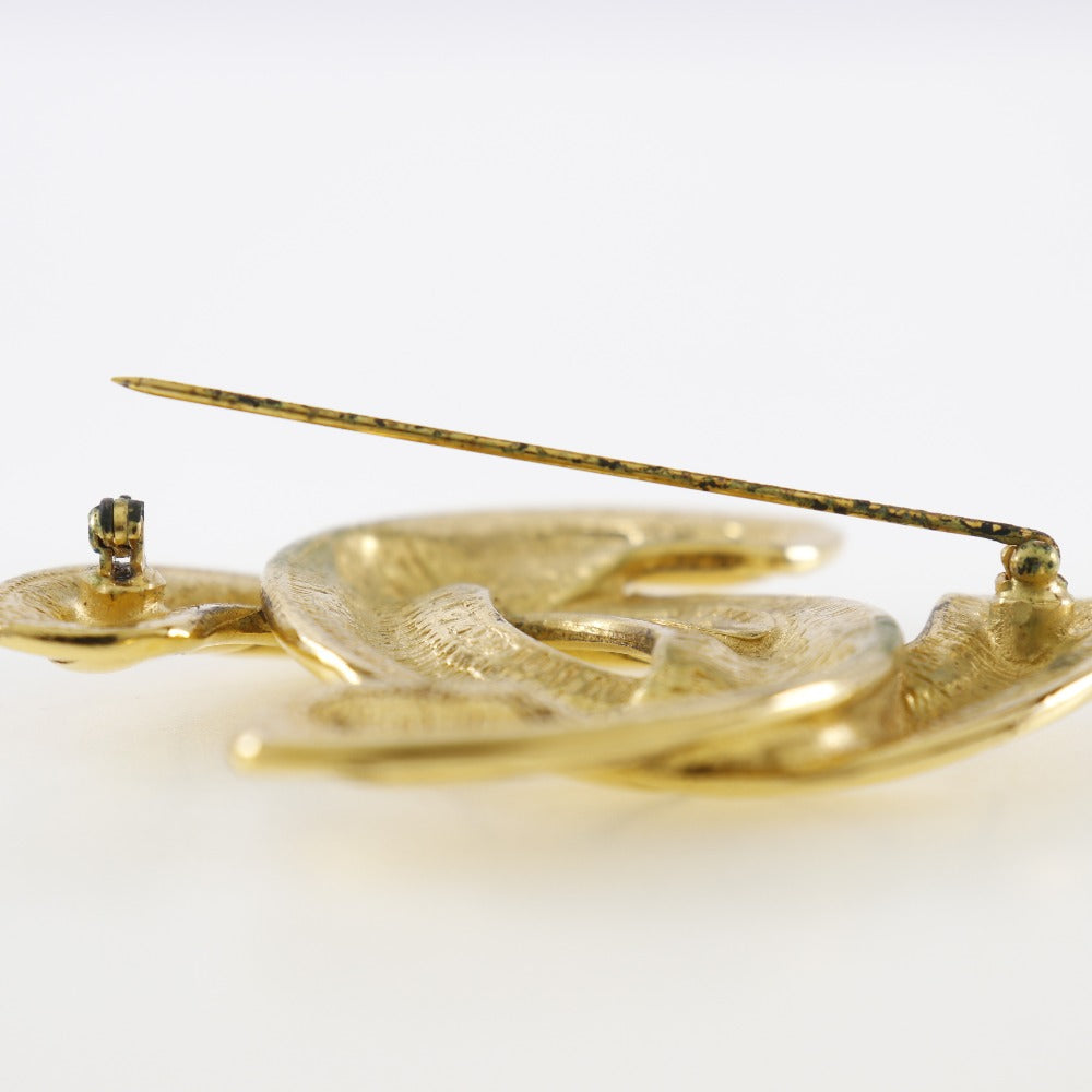 CHANEL Brooch Plated Gold gold Matrasse COCO Mark Women Used