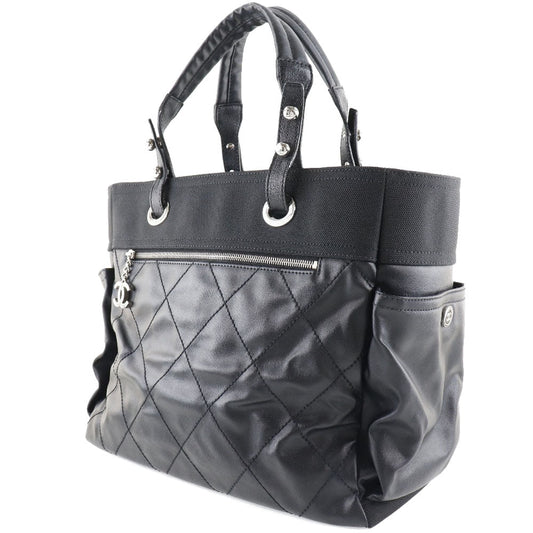CHANEL Tote Bag A34210 PVC black Paris Biarritz GM Women Used