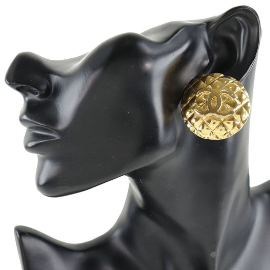 CHANEL Earring Plated Gold gold vintage Matrasse COCO Mark Women Used