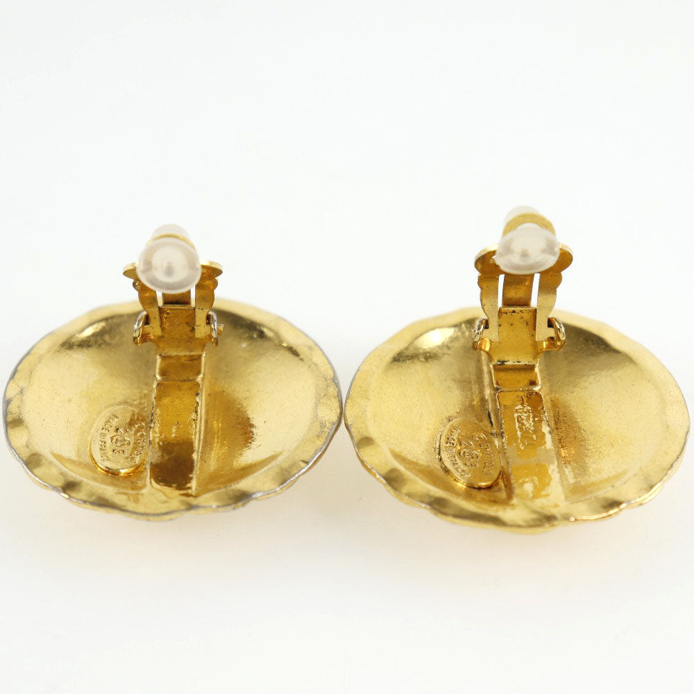 CHANEL Earring Plated Gold gold vintage Matrasse COCO Mark Women Used