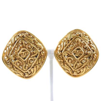 CHANEL Earring Plated Gold gold vintage Rhombus COCO Mark Women Used