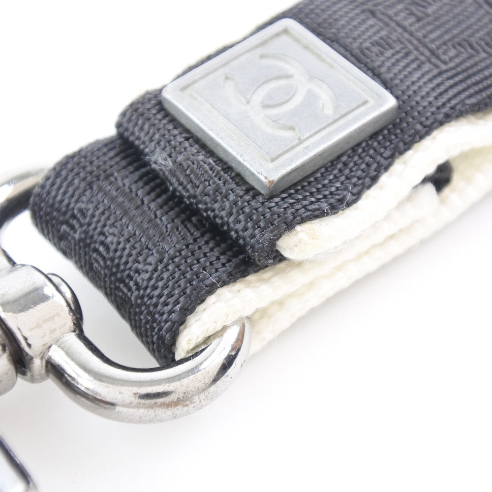 CHANEL key ring Nylon canvas, metal Black / white Bag charm Sports line COCO Mark unisex(Unisex) Used