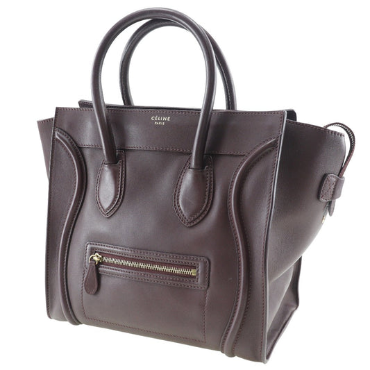 CELINE Handbag Calfskin wine-red Luggage mini Women Used
