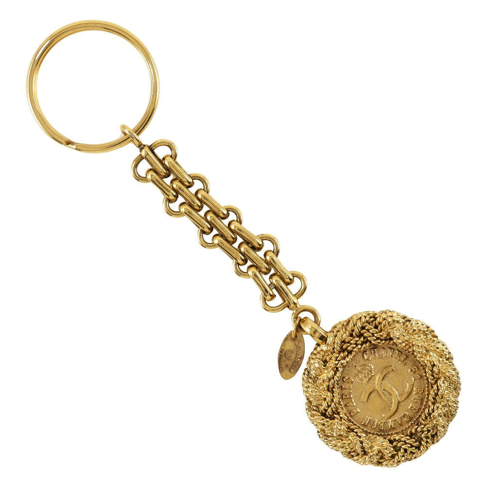 CHANEL key ring Plated Gold gold Bag charm Key ring COCO Mark Women Used