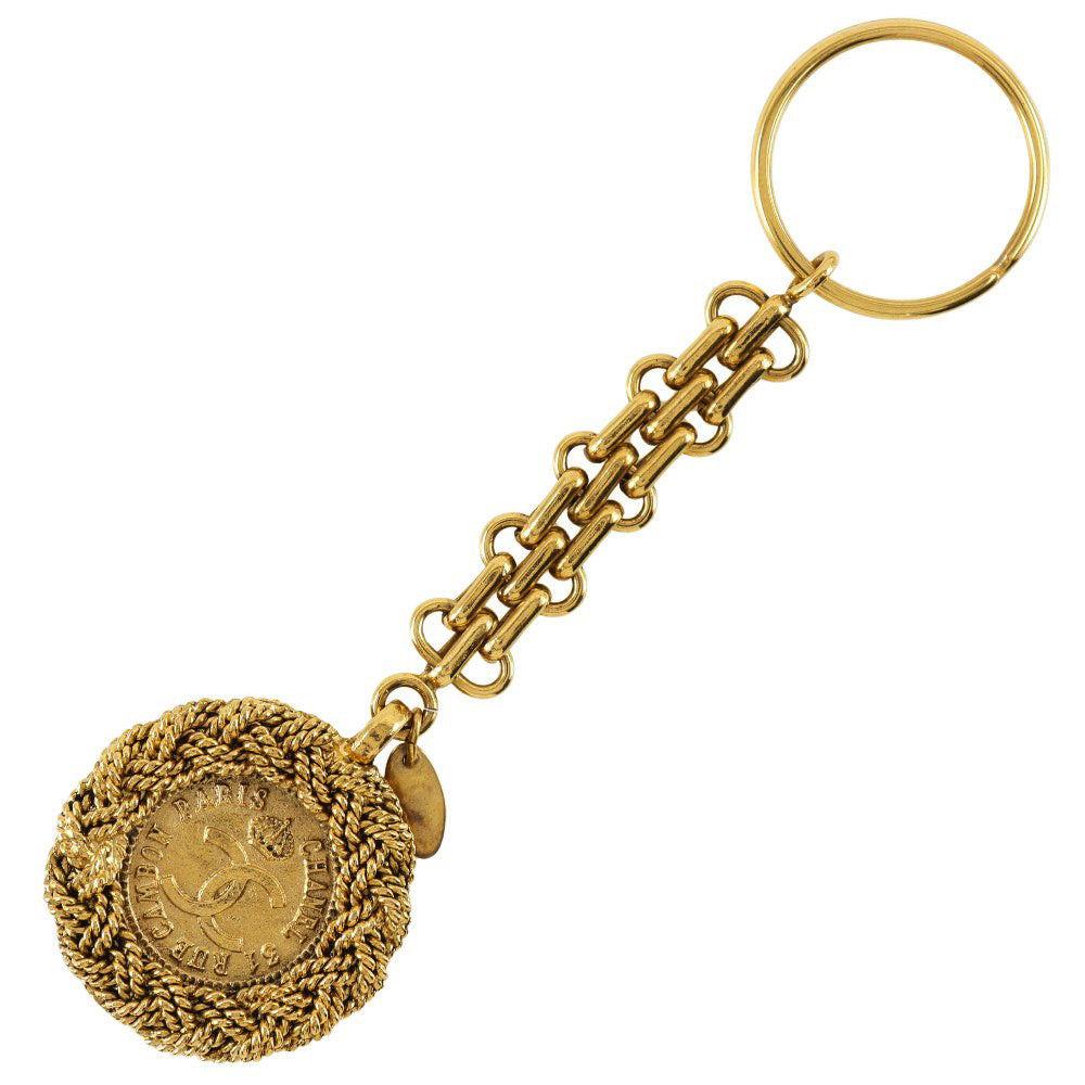 CHANEL key ring Plated Gold gold Bag charm Key ring COCO Mark Women Used