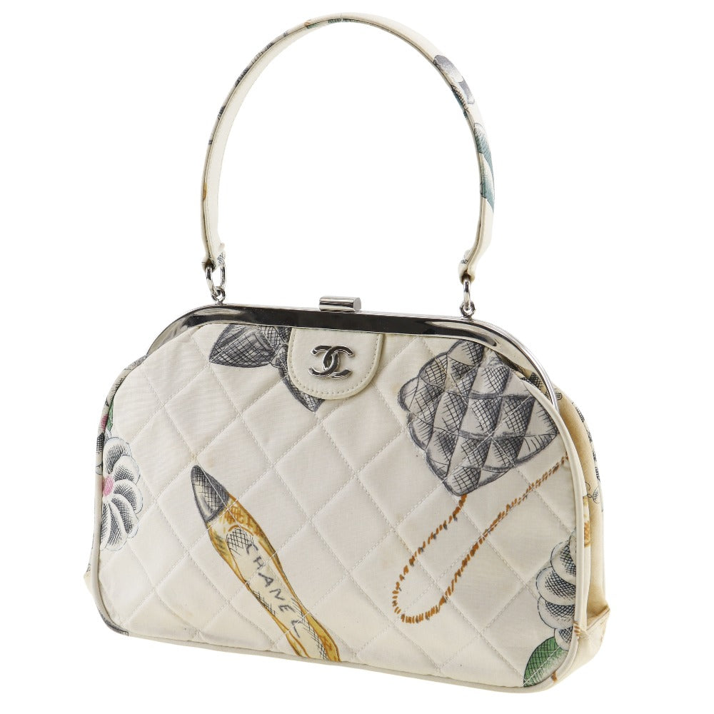 CHANEL Handbag canvas white Women Used