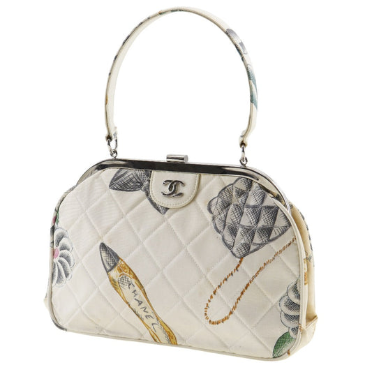 CHANEL Handbag canvas white Women Used