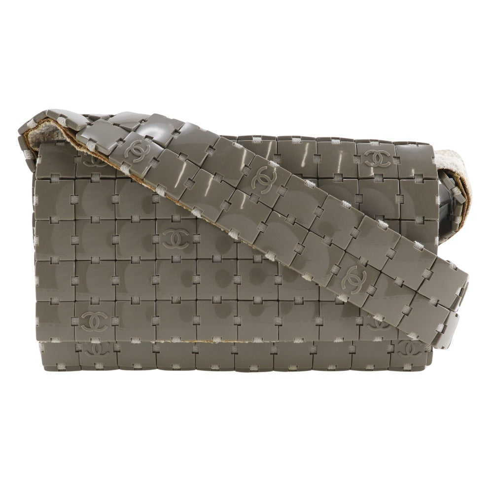CHANEL Shoulder Bag Plastic, Canvas gray Puzzle Shoulder Women Used