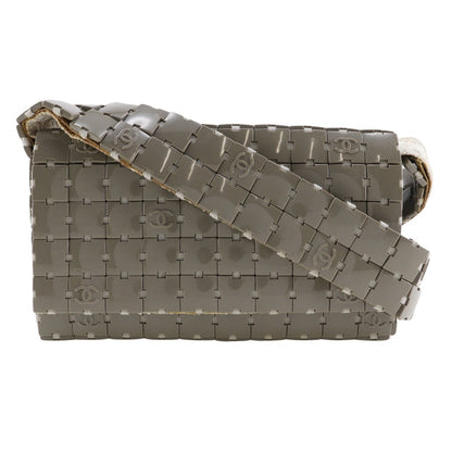 CHANEL Shoulder Bag Plastic, Canvas gray Puzzle Shoulder Women Used
