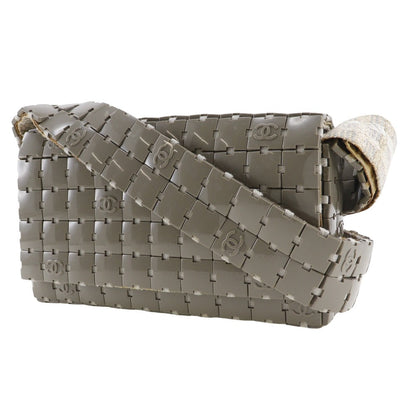 CHANEL Shoulder Bag Plastic, Canvas gray Puzzle Shoulder Women Used