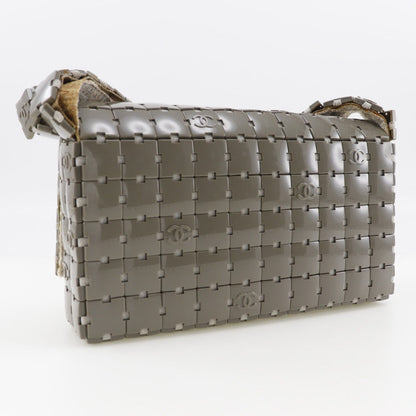 CHANEL Shoulder Bag Plastic, Canvas gray Puzzle Shoulder Women Used