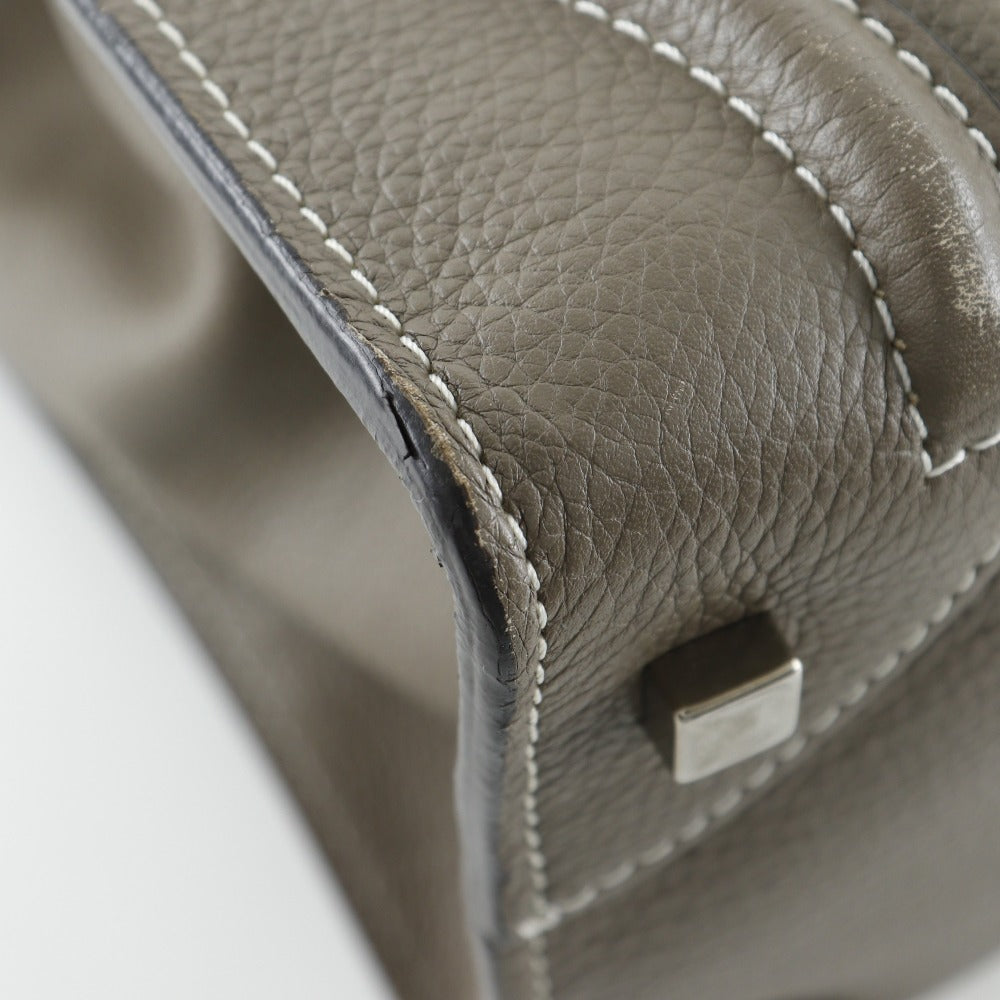 CELINE Tote Bag leather gray Luggage mini Women Used