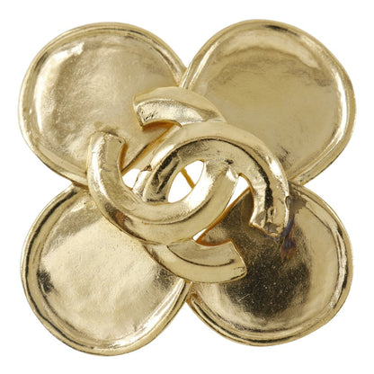CHANEL Brooch Plated Gold gold Clover Women Used