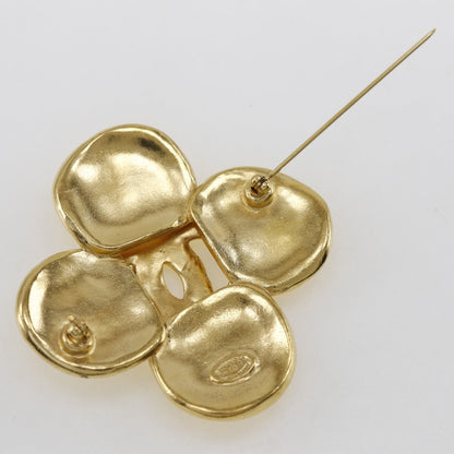 CHANEL Brooch Plated Gold gold Clover Women Used