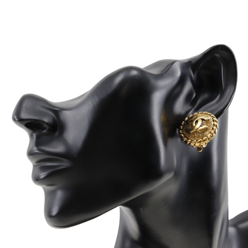 CHANEL Earring Plated Gold gold COCO Mark Women Used
