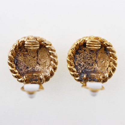 CHANEL Earring Plated Gold gold COCO Mark Women Used