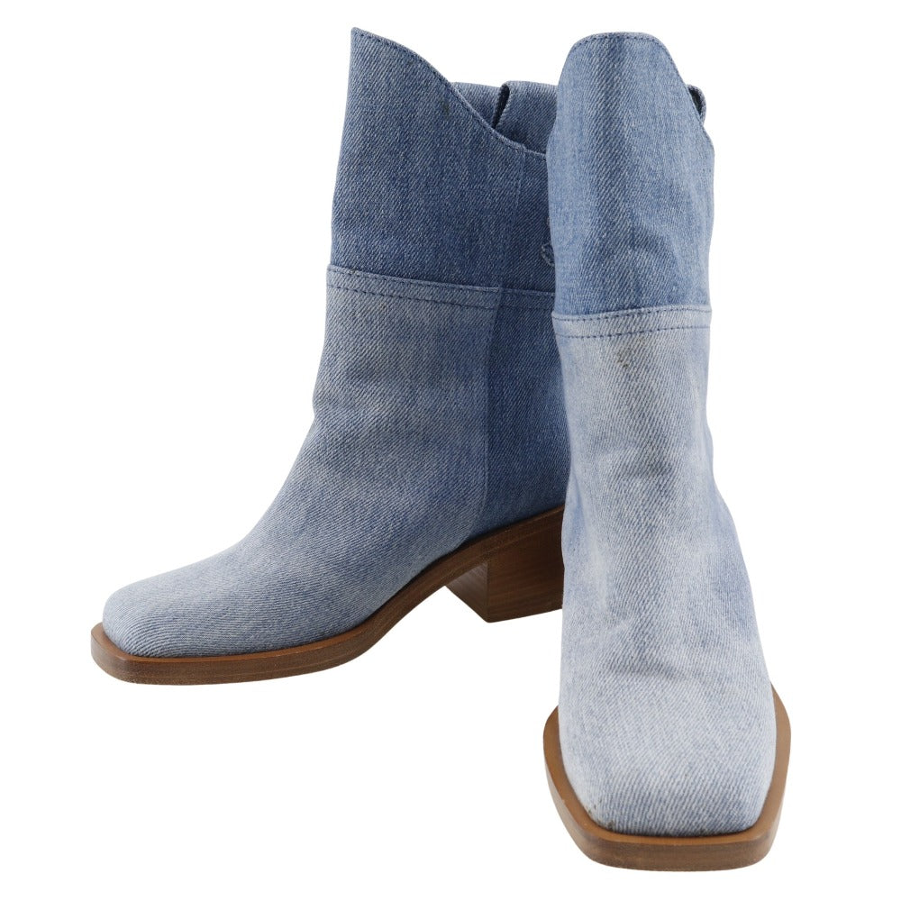 CHANEL boots G30181 denim blue short boots Women 35C Used