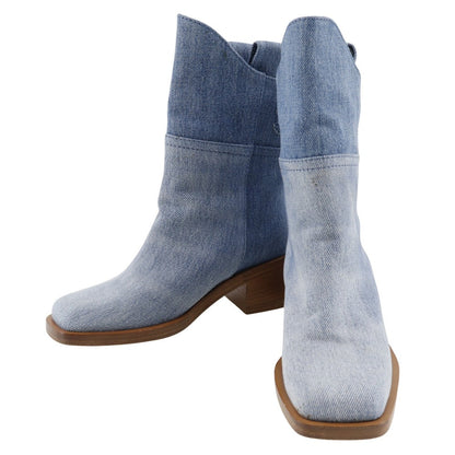 CHANEL boots G30181 denim blue short boots Women 35C Used
