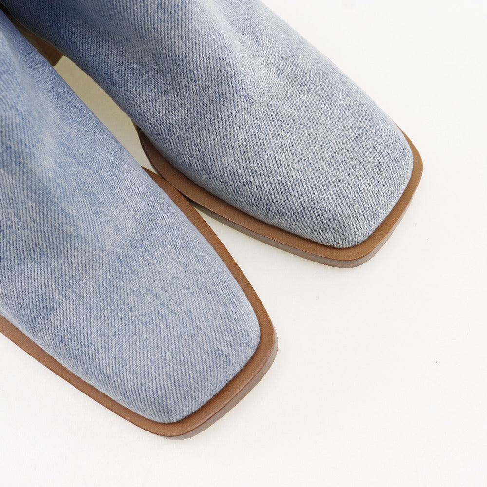 CHANEL boots G30181 denim blue short boots Women 35C Used