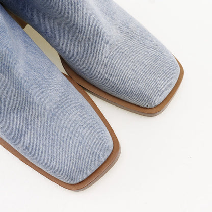 CHANEL boots G30181 denim blue short boots Women 35C Used
