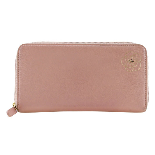 CHANEL Long Wallet Purse leather pink Women