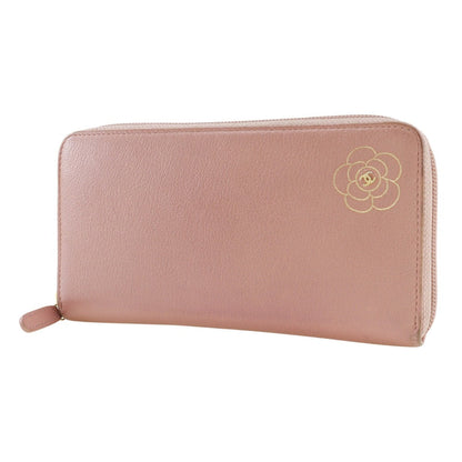 CHANEL Long Wallet Purse leather pink Women