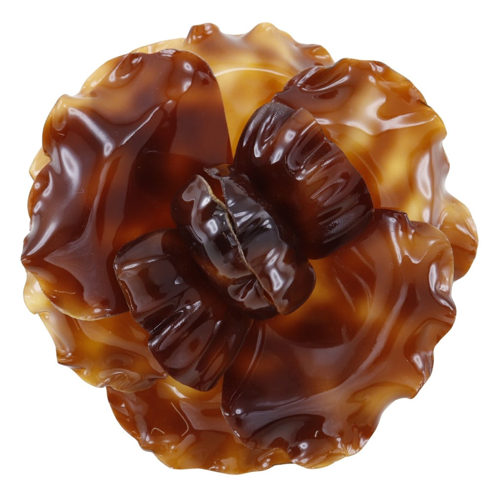 CHANEL Brooch enamel Brown Camelia Women New
