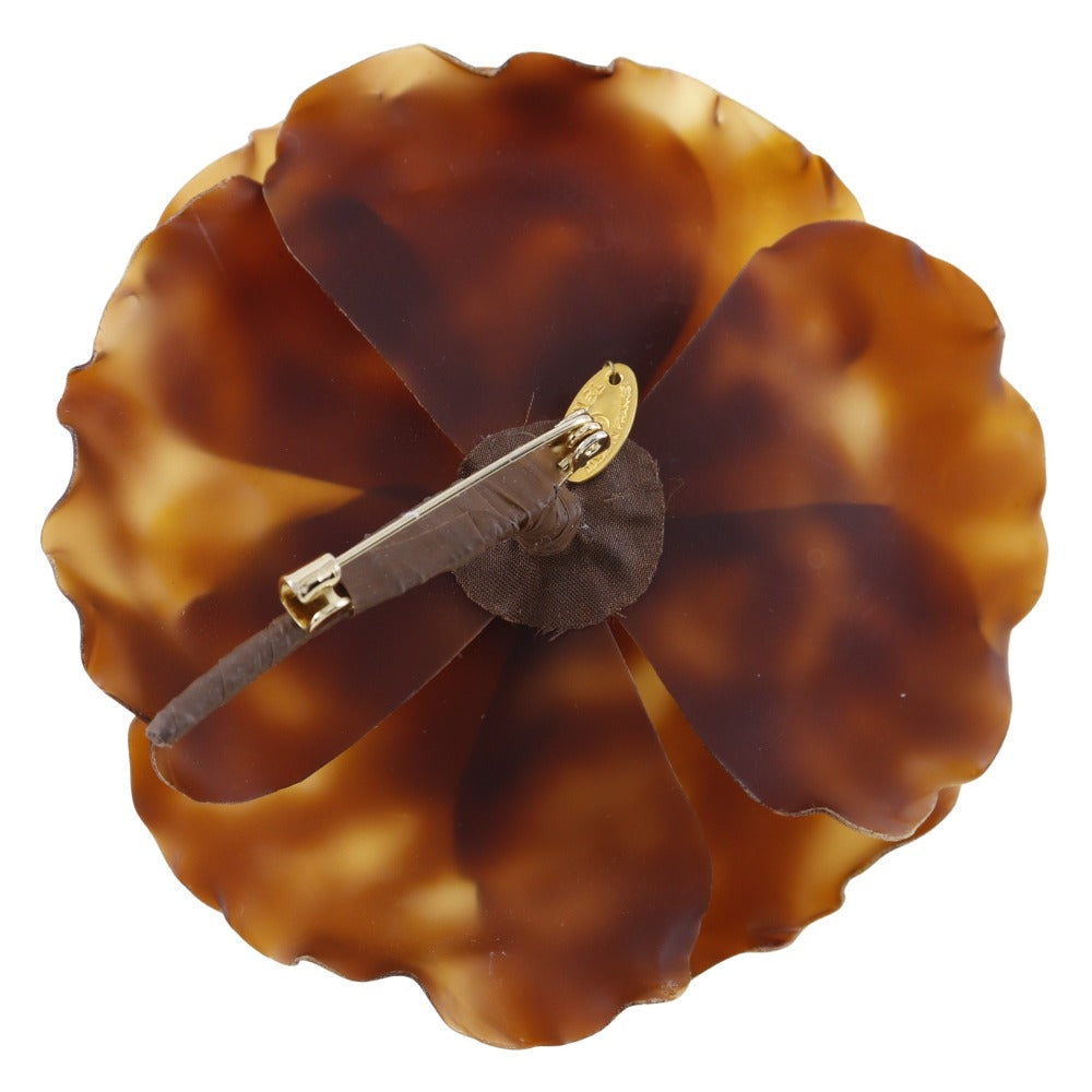 CHANEL Brooch enamel Brown Camelia Women New