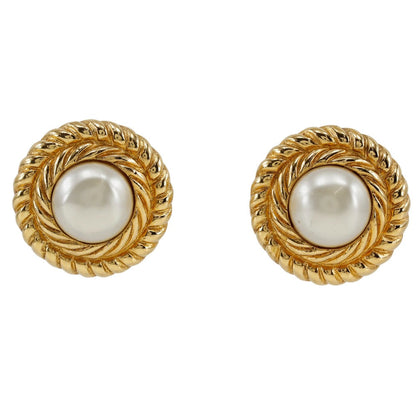 CHANEL Earring Plated Gold, Faux Pearl gold Women Used