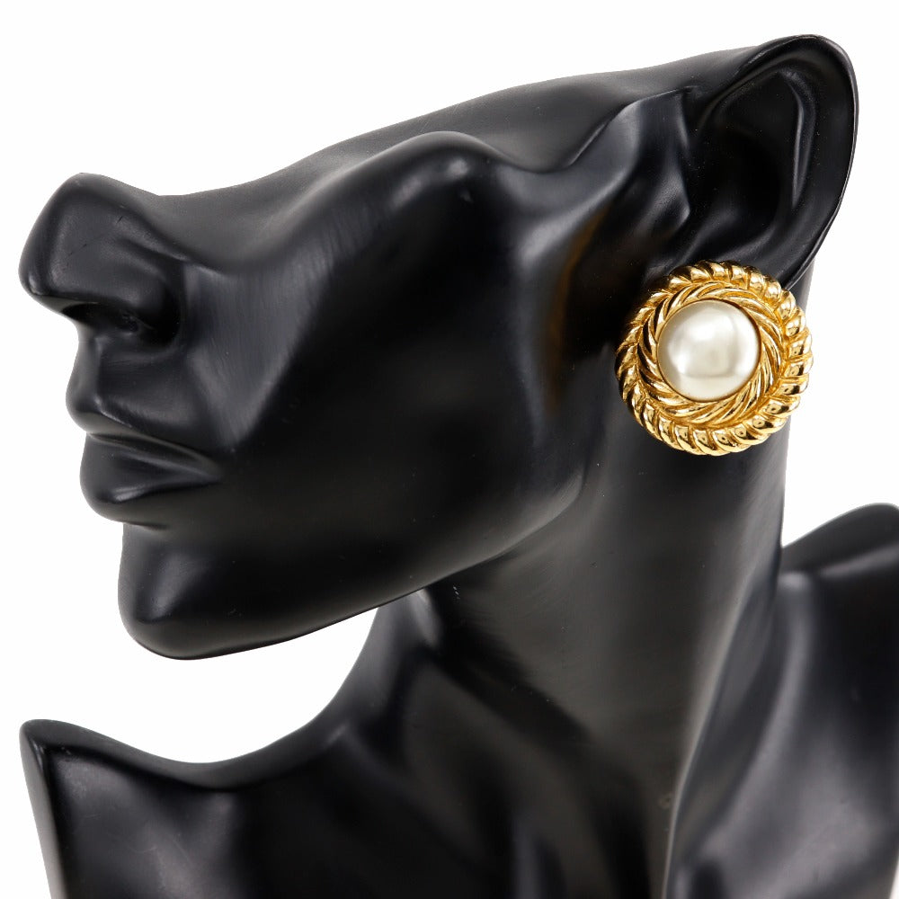CHANEL Earring Plated Gold, Faux Pearl gold Women Used