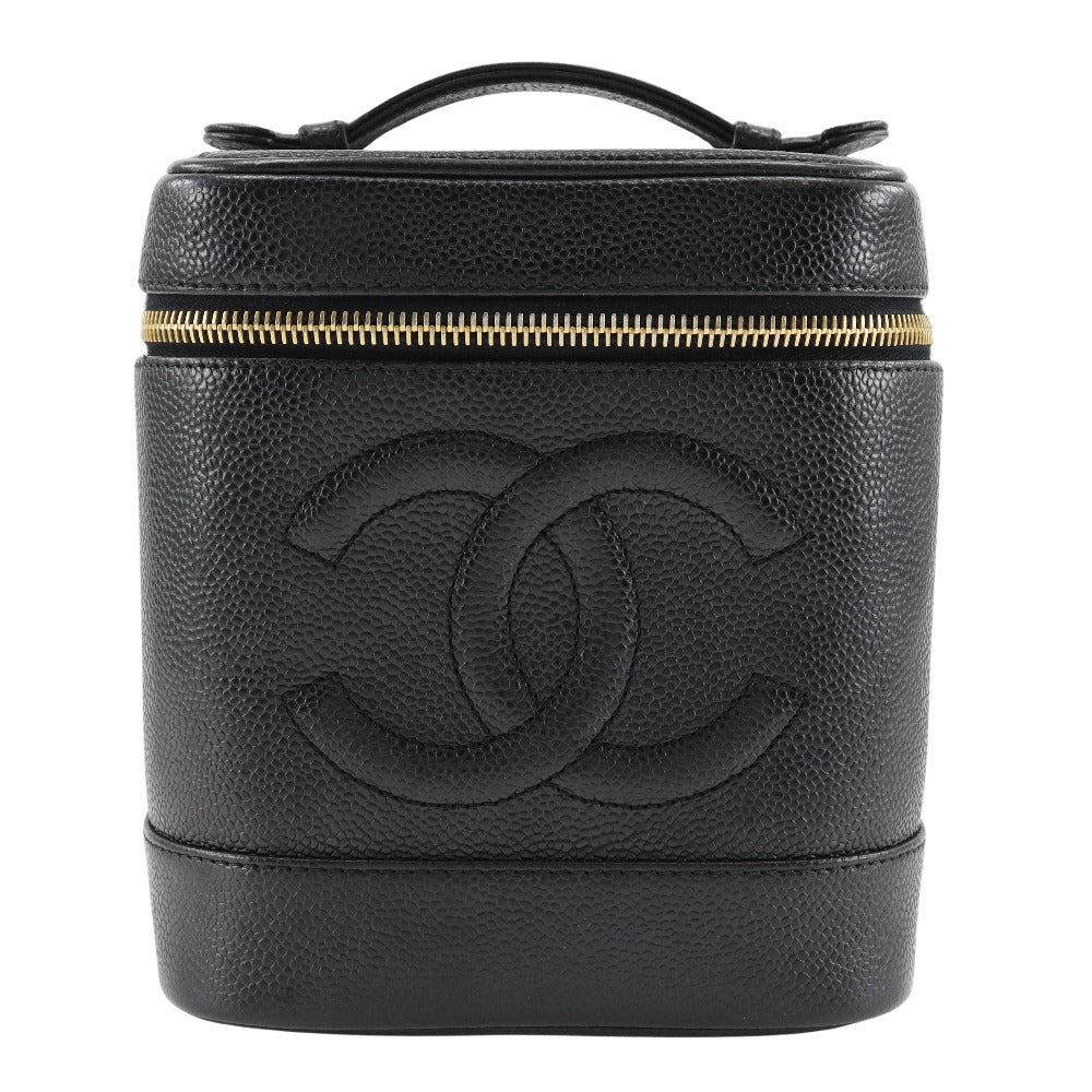 CHANEL Handbag Caviar skin black Vanity Women Used